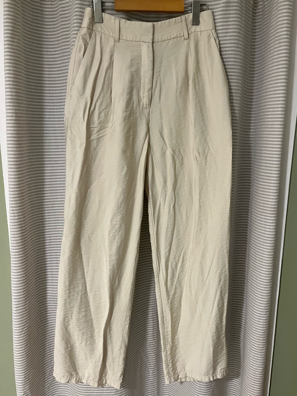Crinkled Wide Leg Trousers in Cream